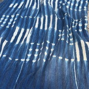 Vintage African Indigo Denim Shibori Mudcloth 64” L x 43” W Textile | No. 141